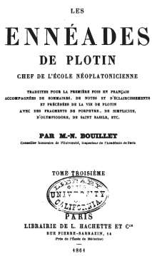 Plotin, Ennéades, traduit par Bouillet