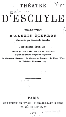 Eschyle traduit par Alexis Pierron