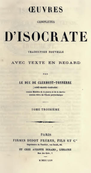 Isocrate : oeuvres complètes, tome III