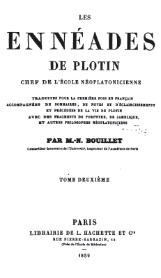Plotin, Ennéades, traduit par Bouillet